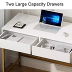 Coiffeuse moderne Okak avec miroir et ports USB, petite console de maquillage avec tiroirs grande capacité, table de maquillage pour chambres à coucher