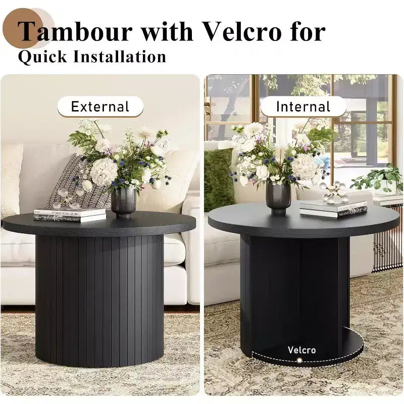 AMERLIFE Table basse gigogne rustique, tables d'appoint rondes aspect bois pour salon