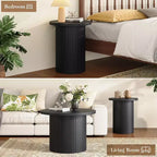 AMERLIFE Table basse gigogne rustique, tables d'appoint rondes aspect bois pour salon