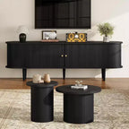 AMERLIFE Table basse gigogne rustique, tables d'appoint rondes aspect bois pour salon