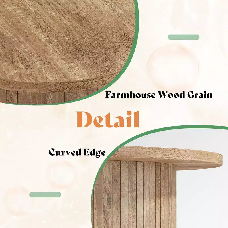 AMERLIFE Table basse gigogne rustique, tables d'appoint rondes aspect bois pour salon