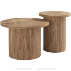 AMERLIFE Table basse gigogne rustique, tables d'appoint rondes aspect bois pour salon
