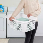 Panier à linge Sterilite HipHold, panier en plastique de 53 litres, blanc, lot de 12