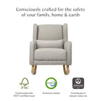 Fauteuil à bascule Kai de Babyletto en tissu Eco-Performance | Hydrofuge et antitache