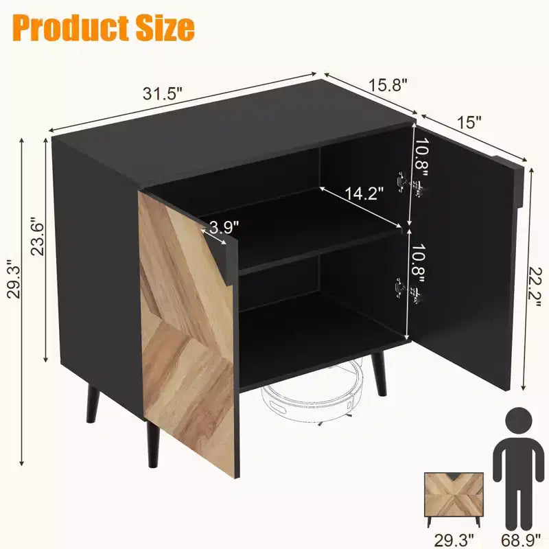 Armoire de rangement finition bois, buffet d'appoint autoportant avec portes pour salle à manger et entrée