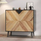 Armoire de rangement finition bois, buffet d'appoint autoportant avec portes pour salle à manger et entrée