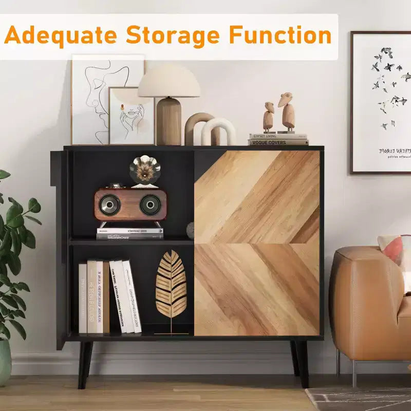 Armoire de rangement finition bois, buffet d'appoint autoportant avec portes pour salle à manger et entrée