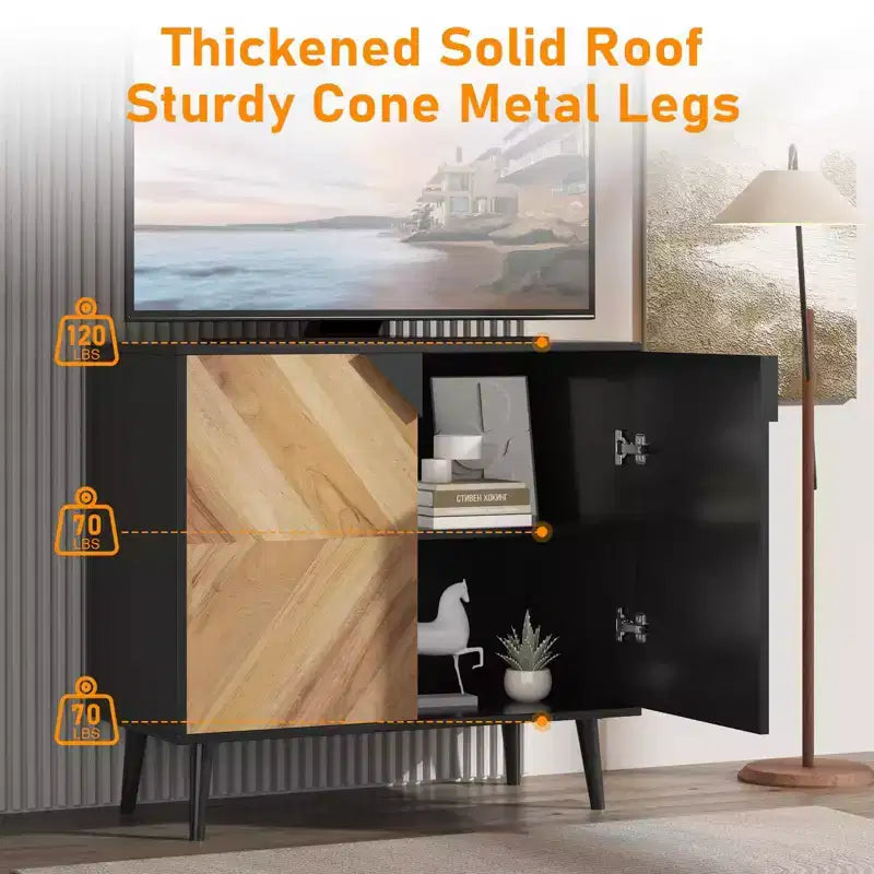 Armoire de rangement finition bois, buffet d'appoint autoportant avec portes pour salle à manger et entrée