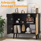 Armoire de rangement finition bois, buffet d'appoint autoportant avec portes pour salle à manger et entrée