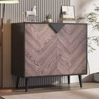 Armoire de rangement finition bois, buffet d'appoint autoportant avec portes pour salle à manger et entrée