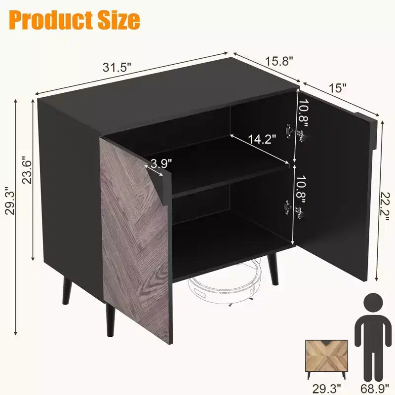 Armoire de rangement finition bois, buffet d'appoint autoportant avec portes pour salle à manger et entrée