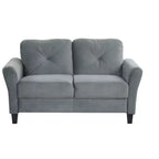 PexFix Canapé 2 places en velours avec dossier capitonné, canapé sectionnel moderne et confortable pour salon, chambre, bureau, gris