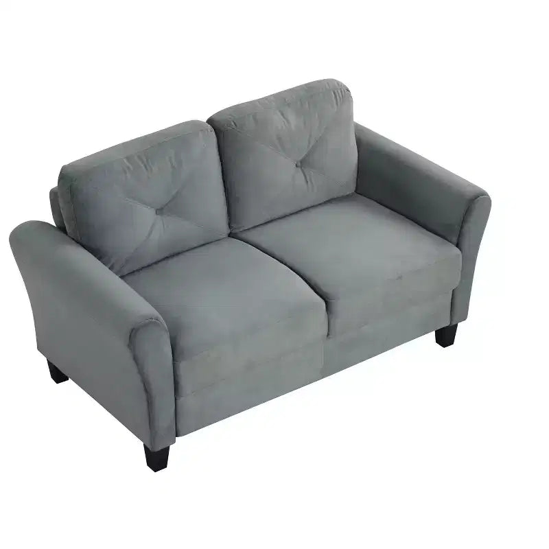 PexFix Canapé 2 places en velours avec dossier capitonné, canapé sectionnel moderne et confortable pour salon, chambre, bureau, gris