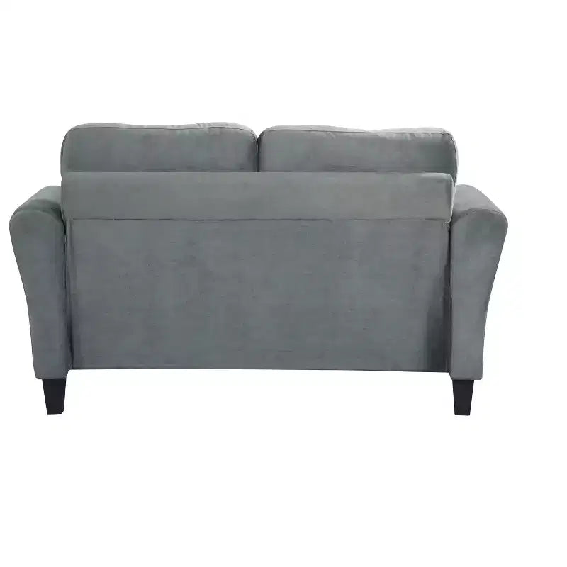 PexFix Canapé 2 places en velours avec dossier capitonné, canapé sectionnel moderne et confortable pour salon, chambre, bureau, gris