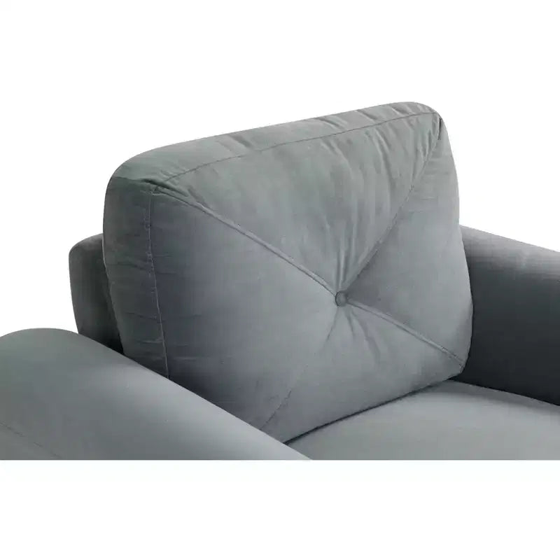 PexFix Canapé 2 places en velours avec dossier capitonné, canapé sectionnel moderne et confortable pour salon, chambre, bureau, gris