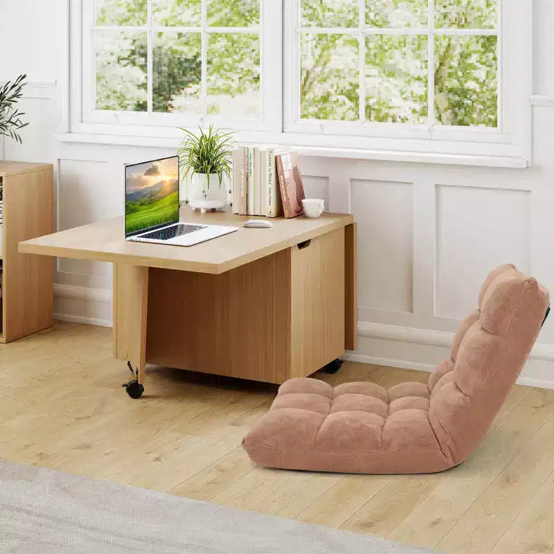 Table basse pliable Costway 48, table basse extensible avec armoires de rangement et roulettes, chêne/noyer/marron