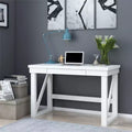 Okak 47.5IN Modern Computer Desk with Reinforced Table Legs, Office Desk with 1 Drawer, Standing Desk for Living Room, Office, Study, White