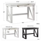 Okak Bureau d'ordinateur moderne 120 cm avec pieds renforcés, bureau avec 1 tiroir, bureau debout pour salon, bureau, étude, blanc