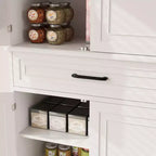 Solution de rangement multi-pièces : Armoire de garde-manger haute de 72 po blanche avec tiroir, étagères réglables et rangements de porte pour cuisine, salle de bain ou salle à manger
