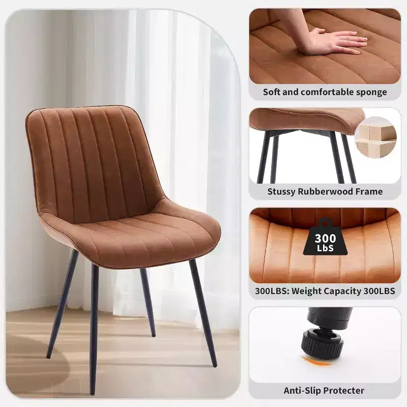 Chaise de salle à manger moderne GustoWave, lot de 2, chaises de salle à manger confortables en cuir avec coussins épais et pieds en métal pour la cuisine