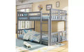 Zevemomo Low Twin Over Twin Bunk Bed, Solid Pine Wood Frame with Built-in Ladder, Converts to 2 Twin Beds, Space-Saving Floor Bed for Bedroom,Gray