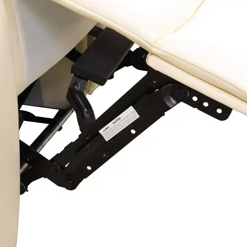 Canapé deux places inclinable MAYEERTY, fauteuil inclinable électrique en cuir avec port USB, rangement et porte-gobelets pour salon, blanc cassé