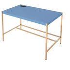 Okak 42IN Bureau élégant avec pieds en métal doré, bureau assis-debout avec grand plateau, bureau pour salon, salle de lecture