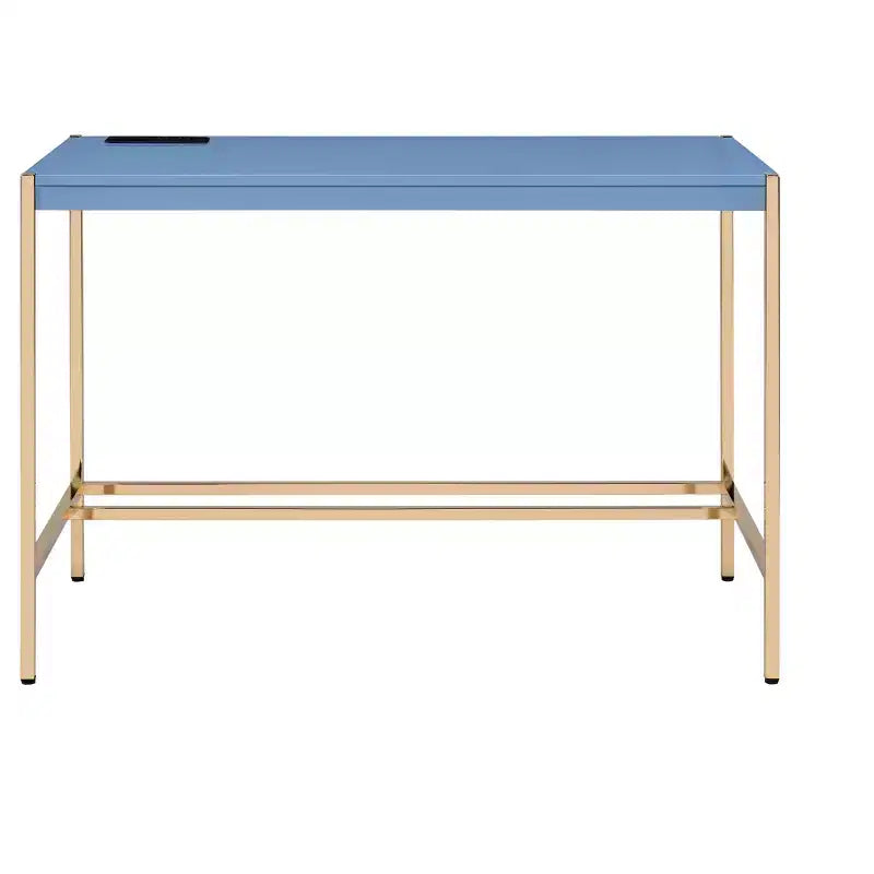 Okak 42IN Bureau élégant avec pieds en métal doré, bureau assis-debout avec grand plateau, bureau pour salon, salle de lecture