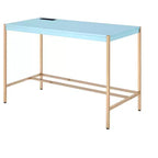 Okak 42IN Bureau élégant avec pieds en métal doré, bureau assis-debout avec grand plateau, bureau pour salon, salle de lecture
