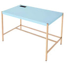 Okak 42IN Bureau élégant avec pieds en métal doré, bureau assis-debout avec grand plateau, bureau pour salon, salle de lecture