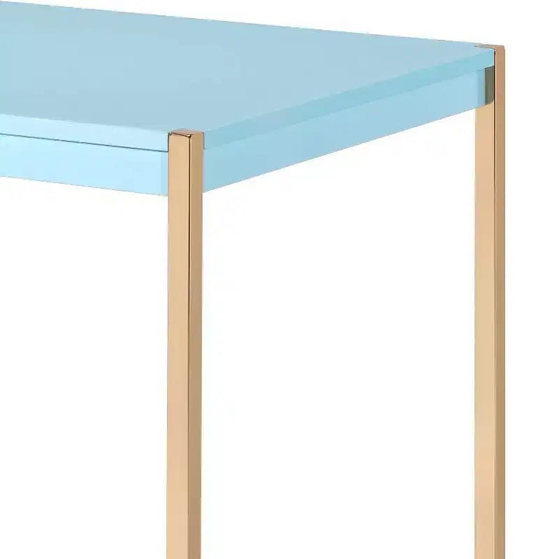 Okak 42IN Bureau élégant avec pieds en métal doré, bureau assis-debout avec grand plateau, bureau pour salon, salle de lecture
