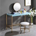 Okak 42IN Elegent Writing Desk with Gold Metal Legs, Standing Desk with Ample Tabletop, Office Desk for Living Room, Reading Room