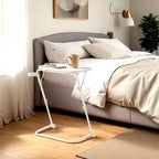 Table de télévision pliante réglable FurnitureR avec 4 hauteurs et 3 angles d'inclinaison, plateau de dîner pliable, table de collation pour ordinateur portable avec porte-gobelet pour canapé, 3 pièces. Blanc