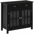 Sideboard Buffet Cabinet, Storage Cupboard with Glass Doors, Adjustable Shelf and 2 Drawers for Kitchen