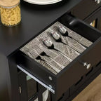 Meuble Buffet avec Portes Vitrées, Étagère Réglable et 2 Tiroirs pour Cuisine