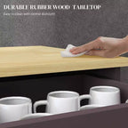 Meuble de Rangement de Cuisine, Buffet Bas avec Plateau en Bois Massif, Étagère Réglable et 2 Tiroirs