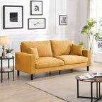 Canapé 3 places MAYEERTY avec cadre en bois, moderne et confortable, capitonné, pour salon ou chambre à coucher, couleur orange