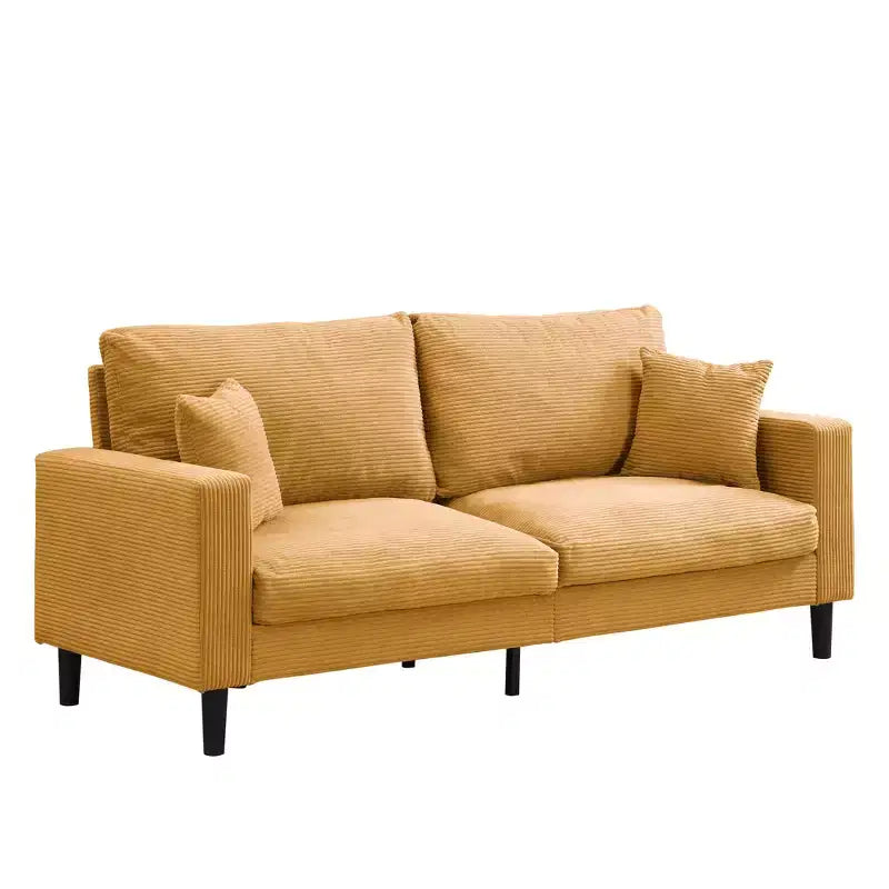Canapé 3 places MAYEERTY avec cadre en bois, moderne et confortable, capitonné, pour salon ou chambre à coucher, couleur orange