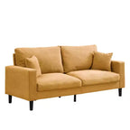 Canapé 3 places MAYEERTY avec cadre en bois, moderne et confortable, capitonné, pour salon ou chambre à coucher, couleur orange