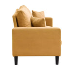 Canapé 3 places MAYEERTY avec cadre en bois, moderne et confortable, capitonné, pour salon ou chambre à coucher, couleur orange