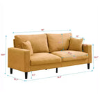 Canapé 3 places MAYEERTY avec cadre en bois, moderne et confortable, capitonné, pour salon ou chambre à coucher, couleur orange