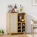 NAYSAYE 47 Bar Rail, Sideboard Cabinet, Storage Bar with Rose Racks Buffet Cabinet for Home Living Room Kitchen Entryway, Beige, 15*27.5*33.8
