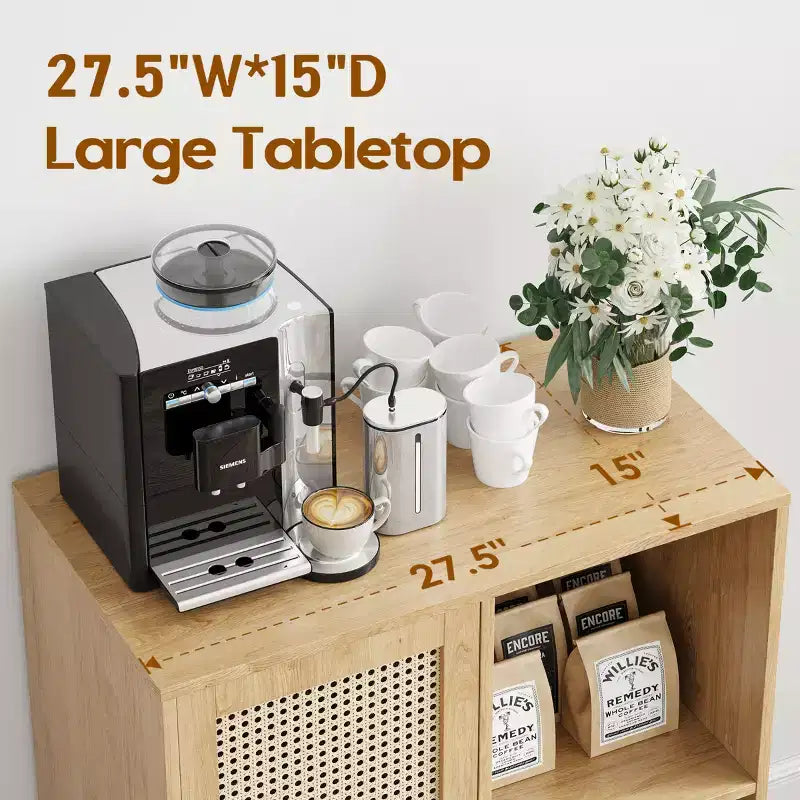 NAYSAYE 47 Bar Rail, Buffet de Rangement avec Porte-Verres, Meuble Bar pour Salon, Cuisine, Entrée, Beige, 15*27.5*33.8