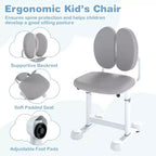 Ensemble bureau et chaise d'étude pour enfants Costway avec plateau inclinable, porte-stylo et plateau, support de lecture bleu/gris
