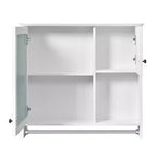 Meuble de salle de bain mural rectangulaire FAMYYT 30 po L x 27 po H en MDF avec miroir, étagères réglables, barre porte-serviettes, blanc