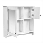 Meuble de salle de bain mural rectangulaire FAMYYT 30 po L x 27 po H en MDF avec miroir, étagères réglables, barre porte-serviettes, blanc