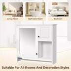 Meuble de salle de bain mural rectangulaire FAMYYT 30 po L x 27 po H en MDF avec miroir, étagères réglables, barre porte-serviettes, blanc