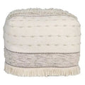 HomeRoots 18 Cream Cotton Striped Pouf Ottoman