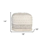 HomeRoots Pouf Ottoman rayé en coton crème 18