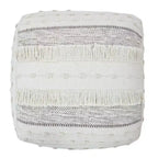 HomeRoots Pouf Ottoman rayé en coton crème 18